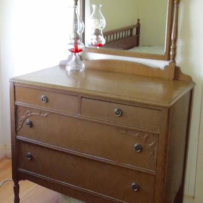 Mirrored antique lowboy dresser.