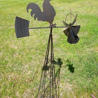 Laser cut metal rooster weather vane for yard or garden.