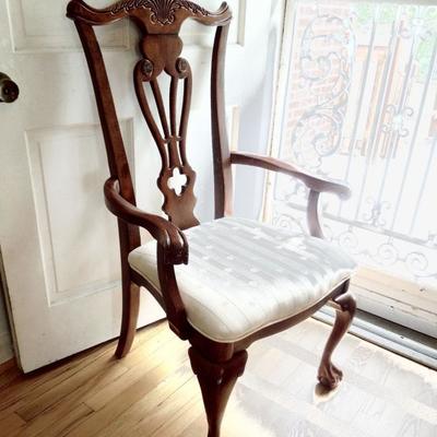 Set of 8 Chippendale style dining chairs sold separately from table.