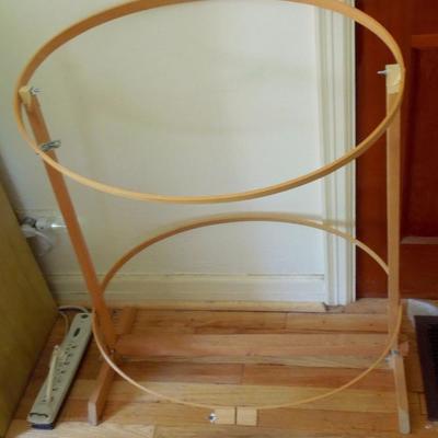 Vintage quilting hoops and stand