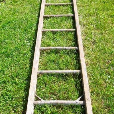 Rustic Antique 10 foot straight ladder.