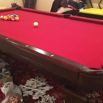 Legacy Billiards 8ft red felt pool table -- EXCELLENT CONDITION. $1900. Available for pre-sale.