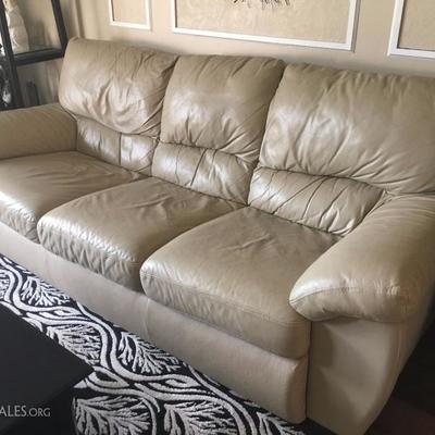 tan leather sofa & club chair