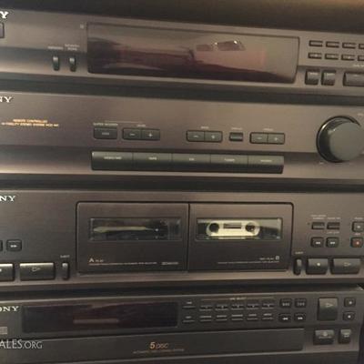 Sony HiFi Stereo Components (Tuner, Dual Cassette Player, 5 CD Changer)