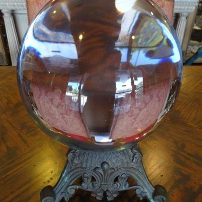 HUGE CRYSTAL ORB ON STAND - OVER 11 INCHES WIDE!