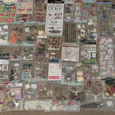 Large boxlot of scrapbooking/cardmaking stickers & embellishments.