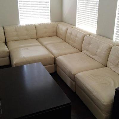 7 Piece Sectional White Leather from Havertys