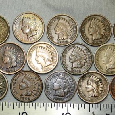 18 Indian Head Pennies 1859-1908