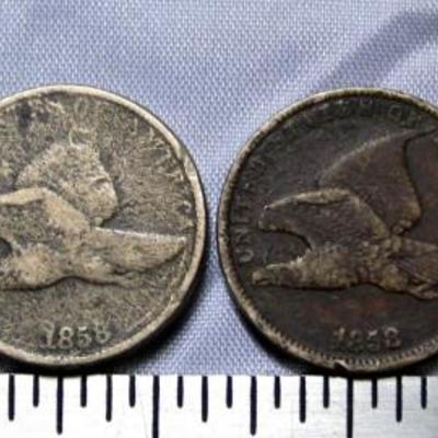 4 Flying Eagle US One Cents 1858