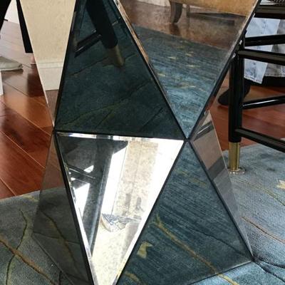 Modern geometric mirrored side table