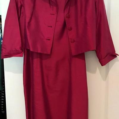 David Warren Pink silk dress and jacket