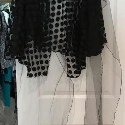 Rachel G black polka dot evening shawl/wrap