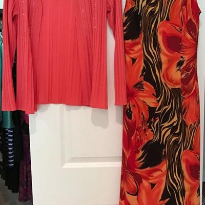 YINGZHENG sleeveless dress black ground with large orange & red flowers