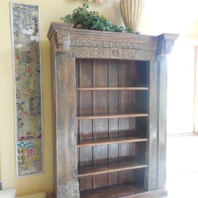 Antique Asian Door Made into BookCase, Hand Carved.
Measure - 65