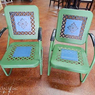 Vintage green patio metal chairs