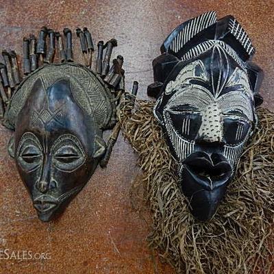 African ceremonial wood carved mask