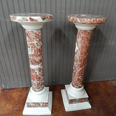 pair of Faux marble plant stands