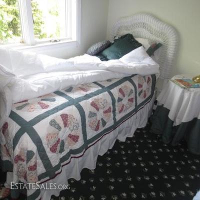 Twin Pair of Wicker Beds with Bedding