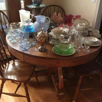 Depression Glass, Milk Glass, Vintage Crystal, Sterling and Silver Plate Ware, Vintage Dish Sets....