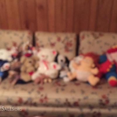 Stuffed Animals and Sofa.