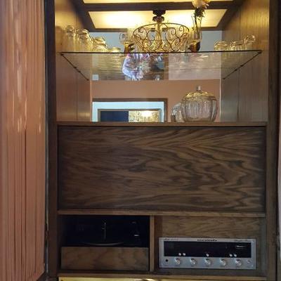 Jacobian/Gothic Entertainment System. , 2 chandeliers, stereo, electric fireplace