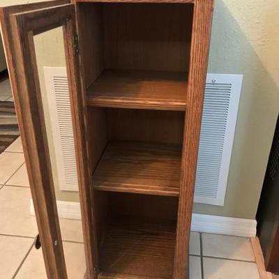 solid oak cabinet glass door three tiered