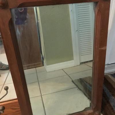 antique wood frame mirror