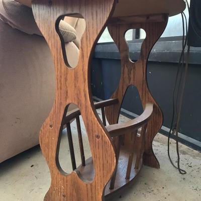 amish oak magazine rack end table