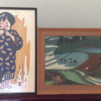 MVT017 Framed Japanese Woodblock Print and More Two Artworks
