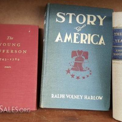 MVT210 Antique Books - Young Jefferson 1945, Story of America 1947 & 1st Edition
