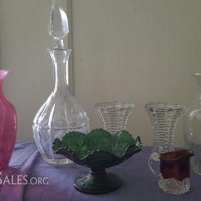 MVT300 Heavy Glass Decanter, Pitcher, Fenton Footed Dish & More
