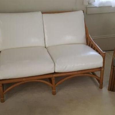 MVT002 Bamboo Rattan Sofa and Chair - Leather-Like Cushions
