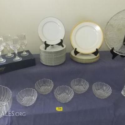 MVT169 Noritake, Limoges, Lyra Crystal Vase, Glasses & More
