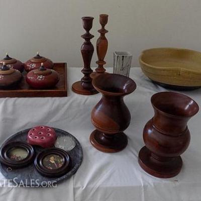 MVT108 Wood Urns, Candleholder, Bowls, Frogs & More
