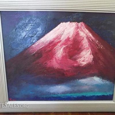 MVT014 Framed Original Painting of Volcano
