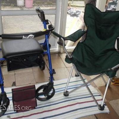 MVT231 Hugo Rolling Walker with Chair & Folding Sports Chair
