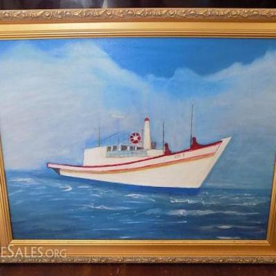 MVT011 Framed Original Painting of Boat Named USA 1
