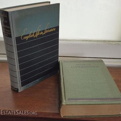 MVT201 Antique Books - World Literature 1938, English Literature 1942
