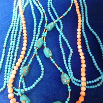 Coral and turquoise necklaces