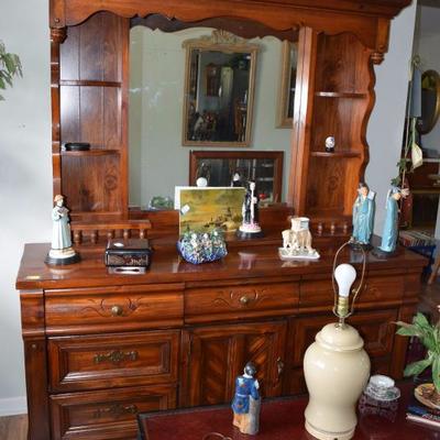 vintage bookcase dresser with mirror 