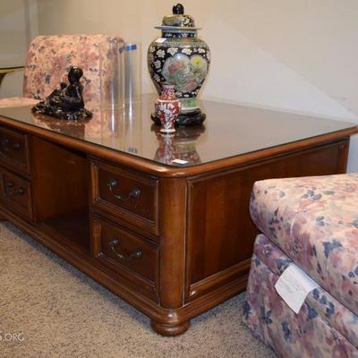 large rectangle coffee table with glass top 