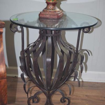 bronze metal end table with glass top - 50% off this weekend 