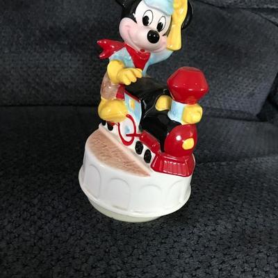 Disney's Engineer Mickey and train.  Music box by Schmid.