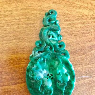 large piece of antique chinese natural green jade