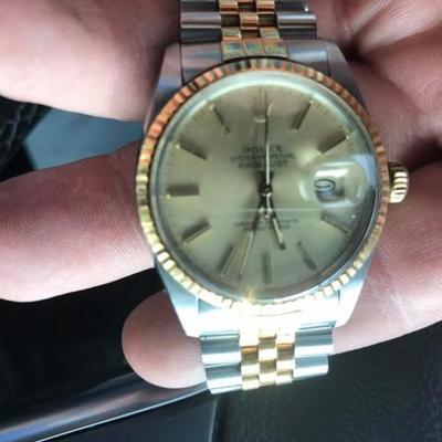 vintage two tone 18k gold and stainless steel rolex datejust 