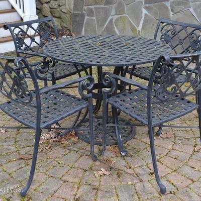 Cast aluminum table and 5 chairs
