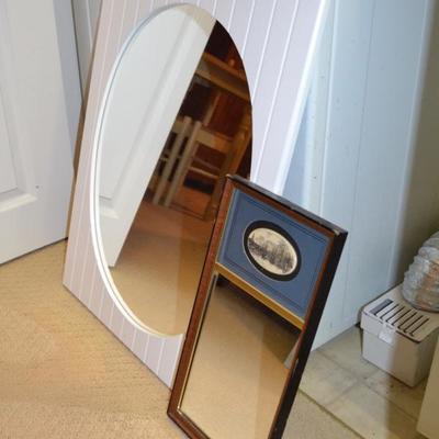 Painted mirror and mirror with scrimshaw panel