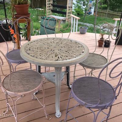 Antique Ice Cream Parlor Table with 5 chairs