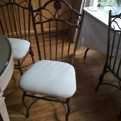 Set of 6 armless chairs in metal