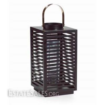 Black Mirrored Lantern with Copper Handle